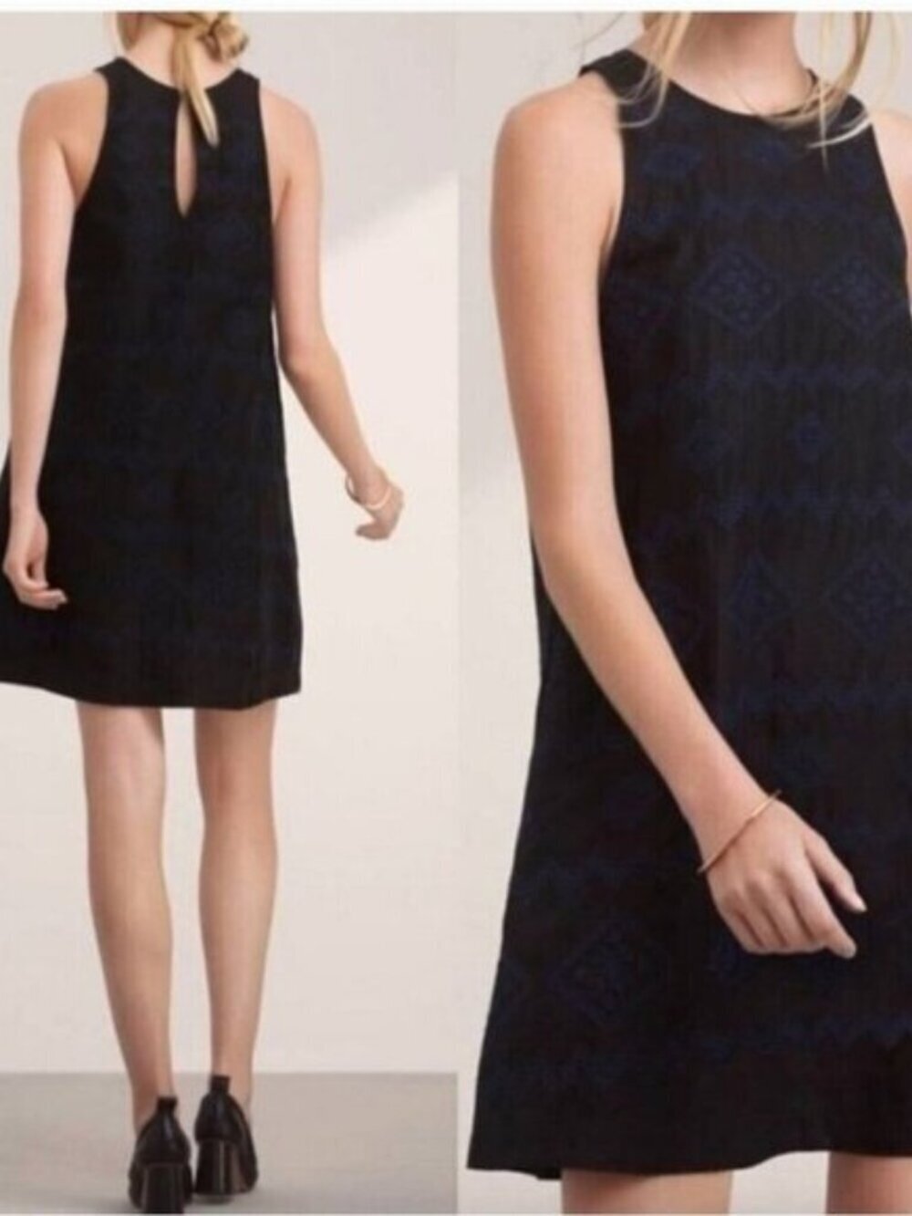 ARITZIA | Wilfred Trompette Linen Dress Embroidered Black Sz XXS